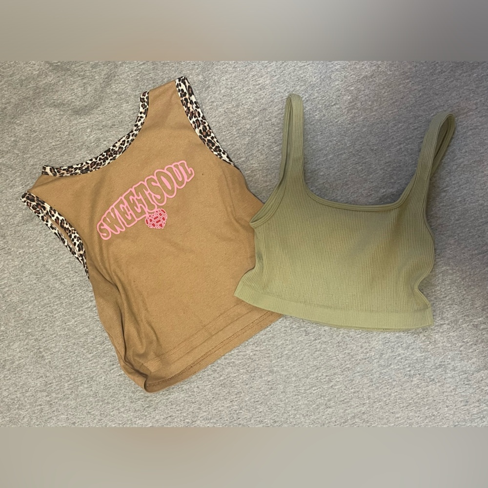 Brown and Green Tank Tops